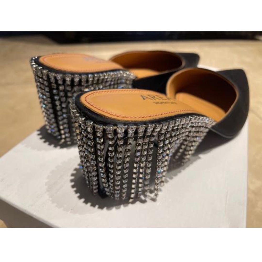 Area Crystal Fringe Kitten Heels